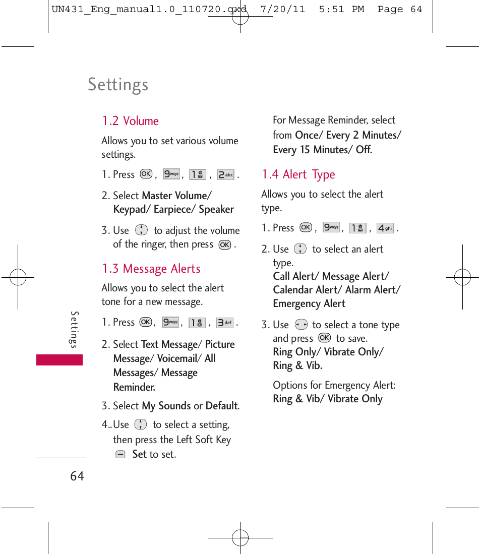 Settings | LG LGUN430 User Manual | Page 66 / 245