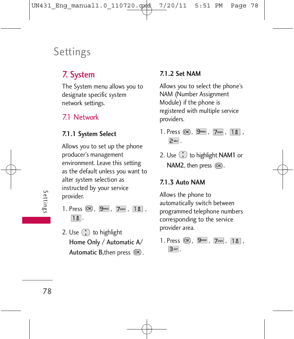Settings, System | LG LGUN430 User Manual | Page 80 / 245