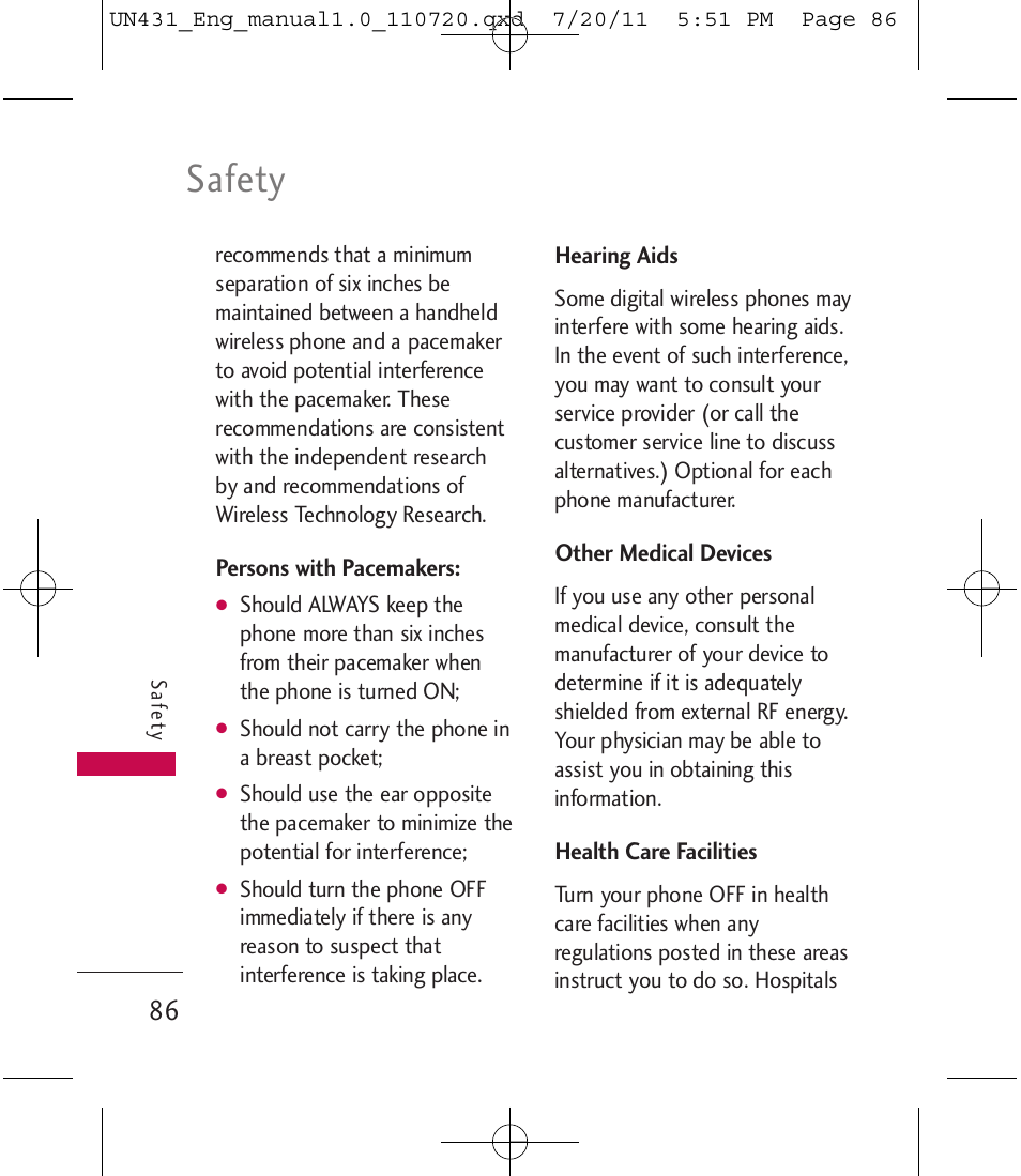 Safety | LG LGUN430 User Manual | Page 88 / 245