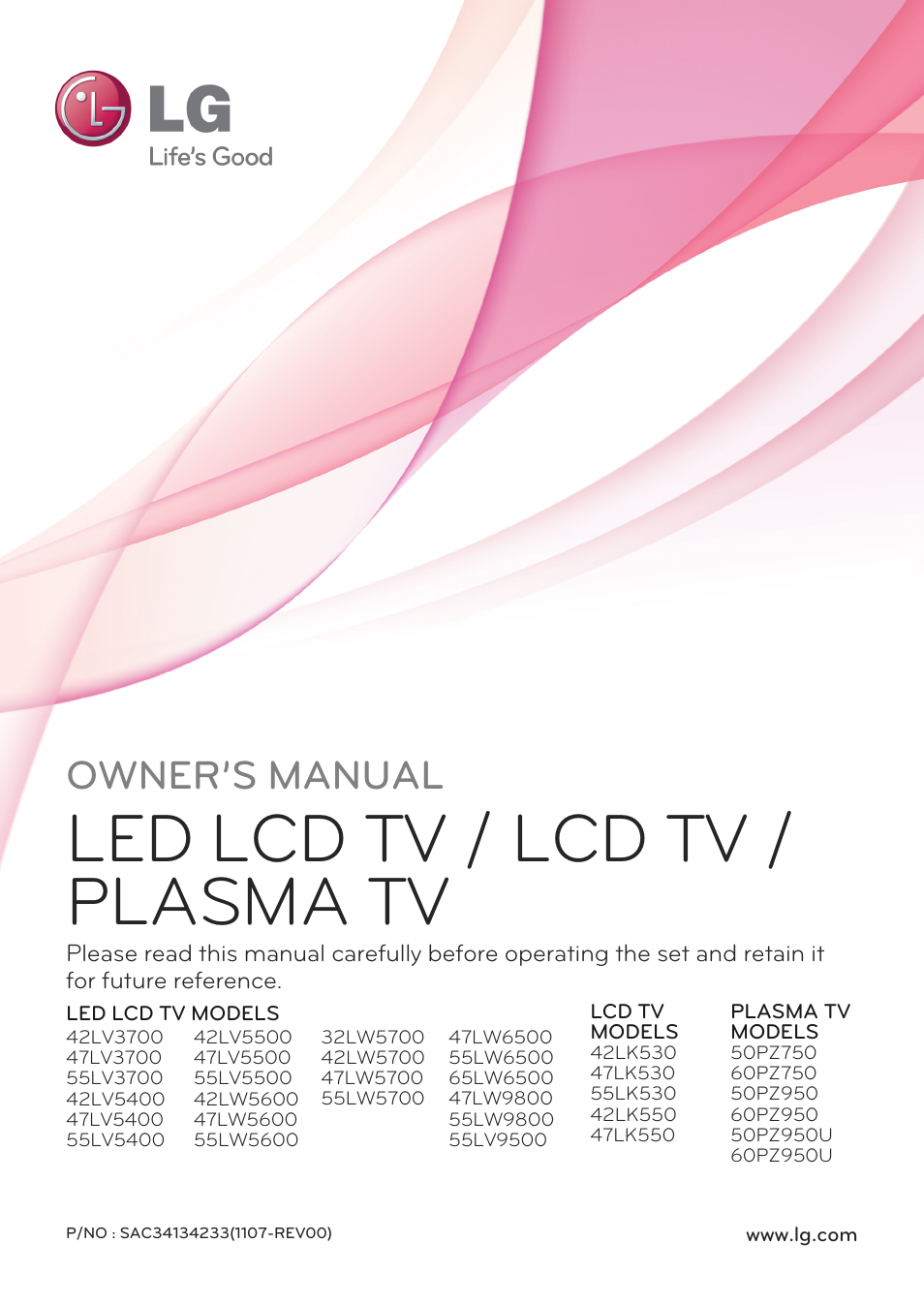 LG 55LW9800 User Manual | 170 pages