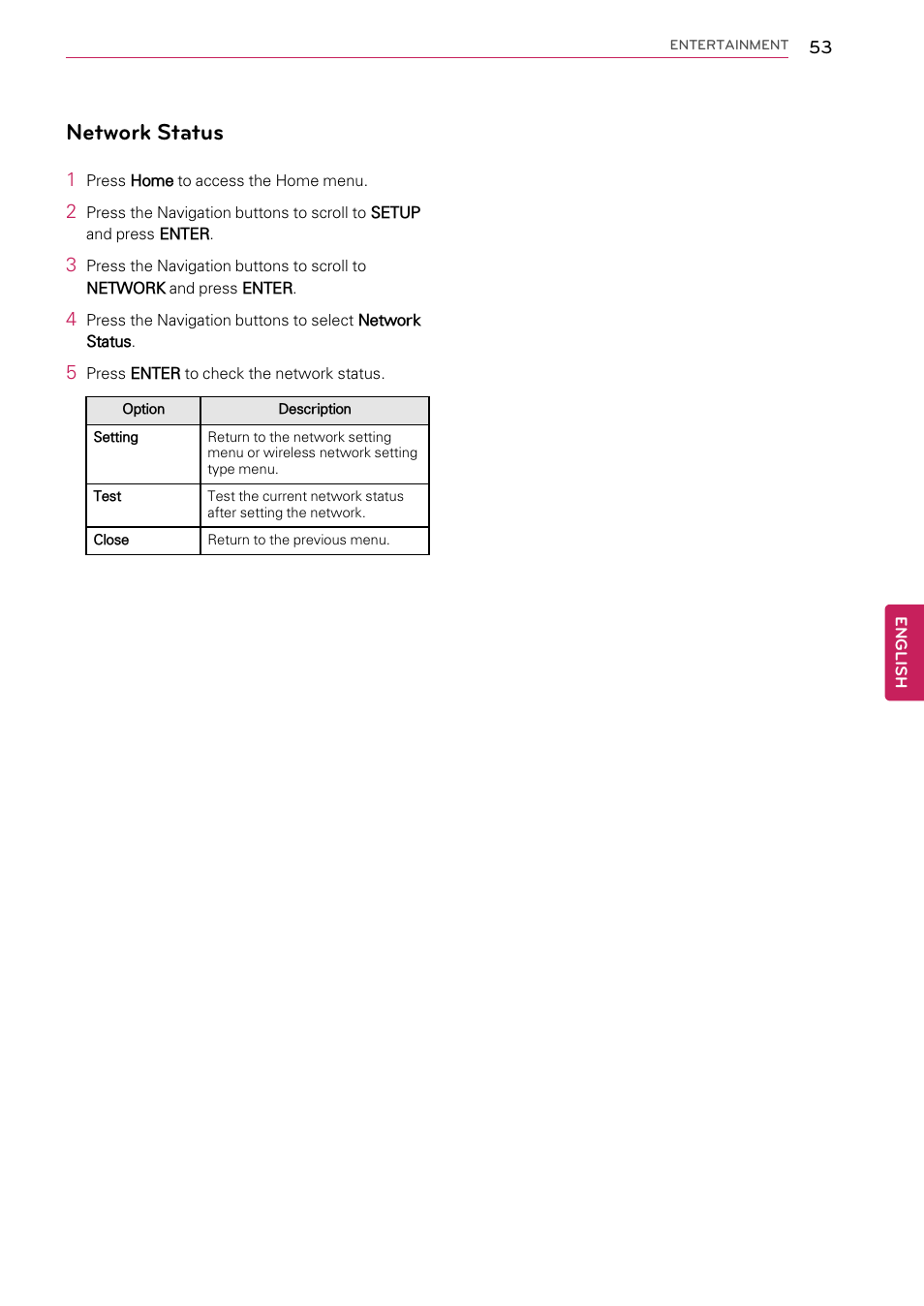 Network status | LG 55LW9800 User Manual | Page 53 / 170