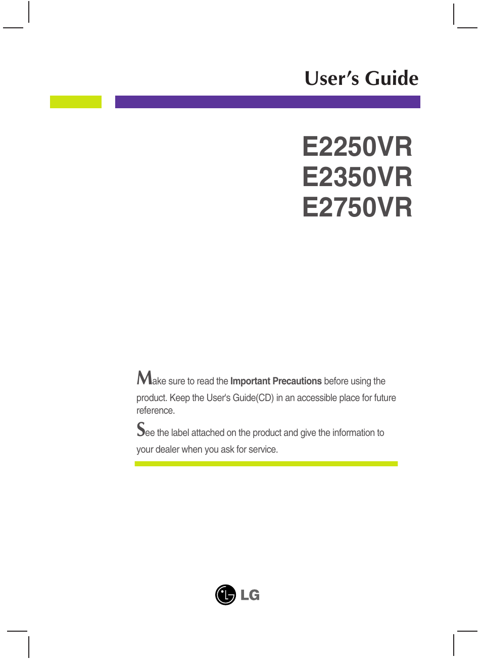 LG E2750VR-SN User Manual | 37 pages