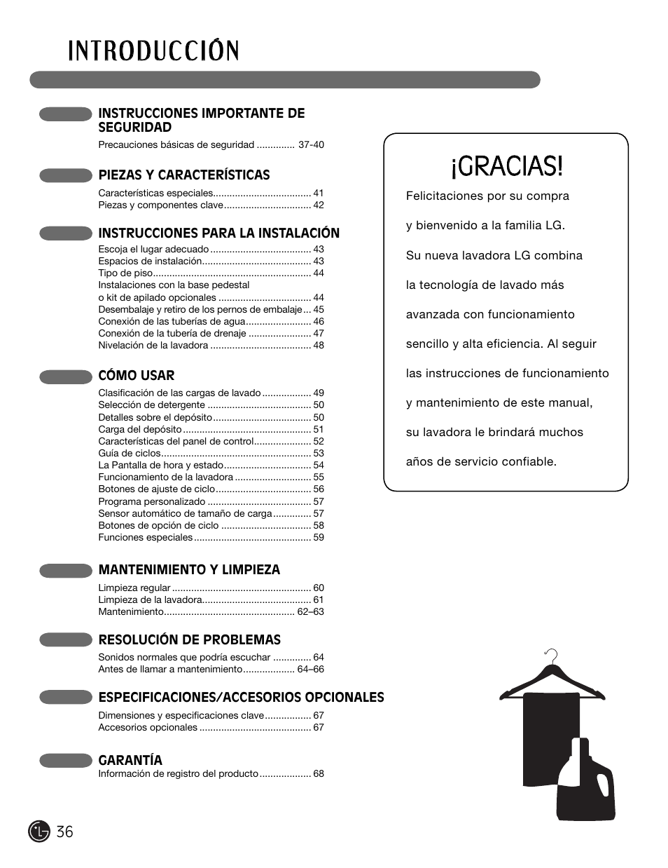 Gracias | LG WM2301HW User Manual | Page 36 / 108