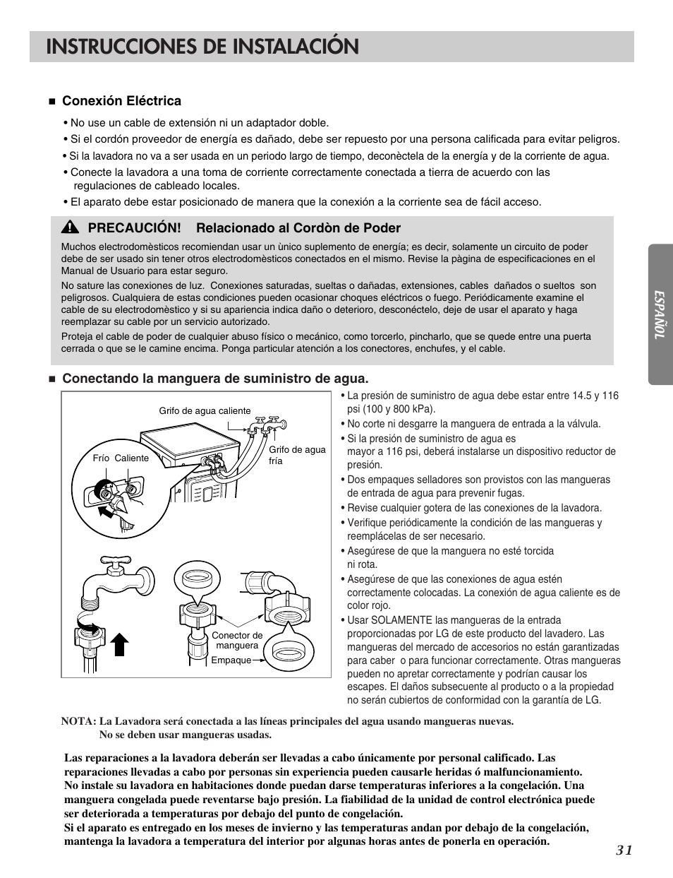 Instrucciones de instalación | LG WM2016CW User Manual | Page 32 / 48