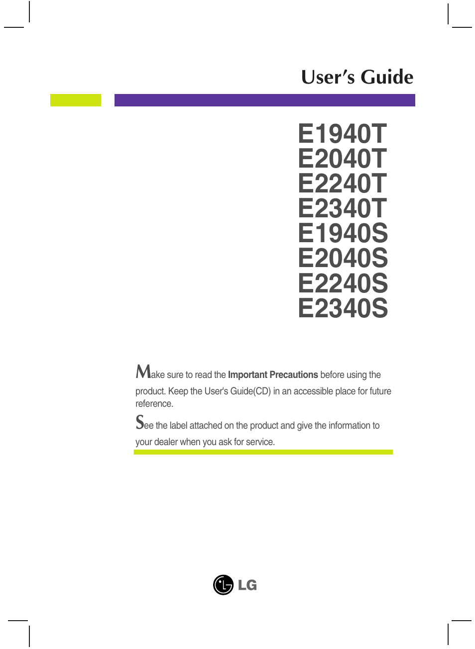 LG E2040T-PN User Manual | 39 pages