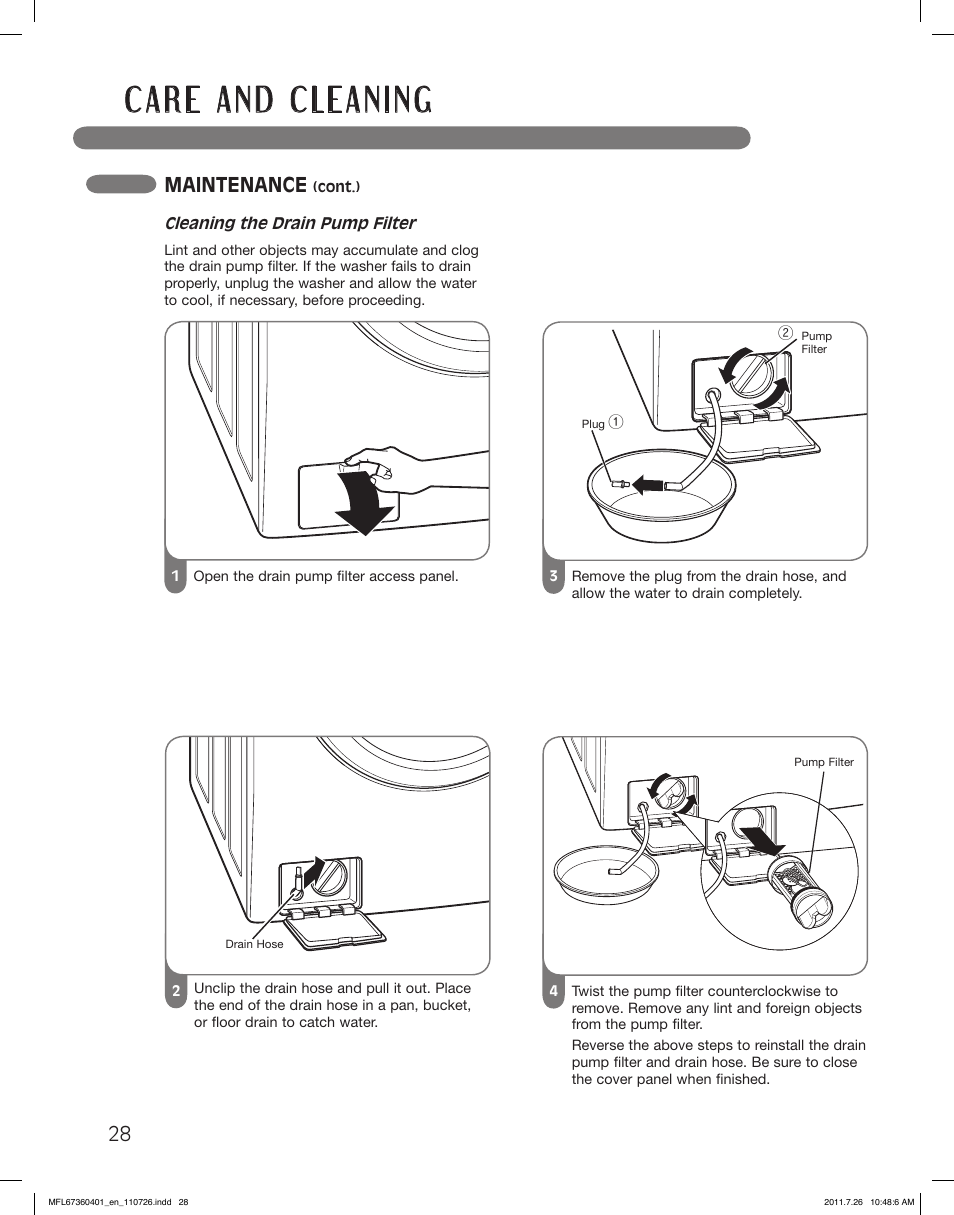 Maintenance | LG WM2240CW User Manual | Page 28 / 72