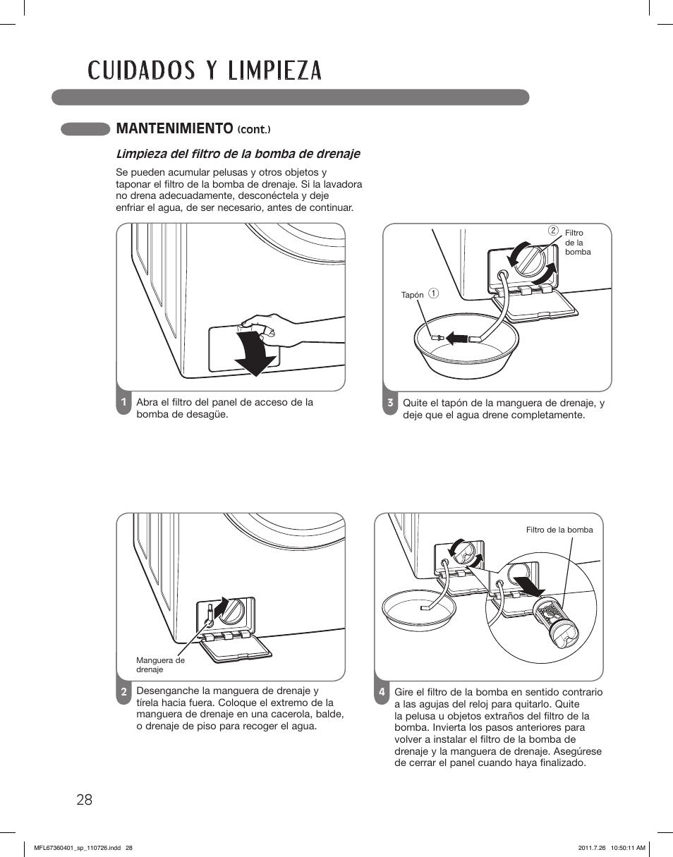 Mantenimiento | LG WM2240CW User Manual | Page 64 / 72