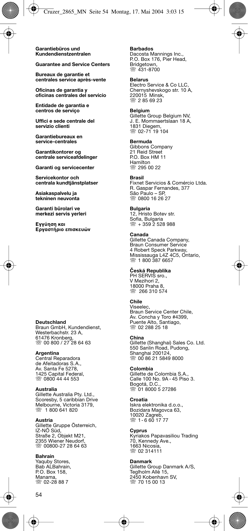 Braun 2865 Cruzer3 User Manual | Page 53 / 56