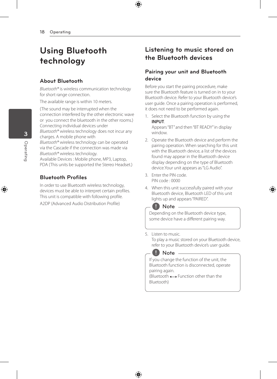 Using bluetooth technology, Listening to music stored on the bluetooth devices | LG NB3520A User Manual | Page 18 / 25