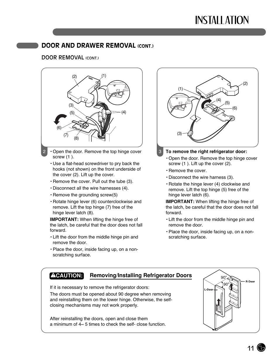 11 door and drawer removal | LG LFX21980ST User Manual | Page 11 / 46
