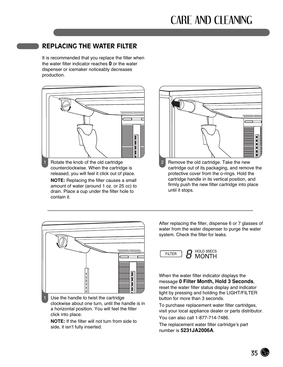 35 replacing the water filter | LG LFX21980ST User Manual | Page 35 / 46
