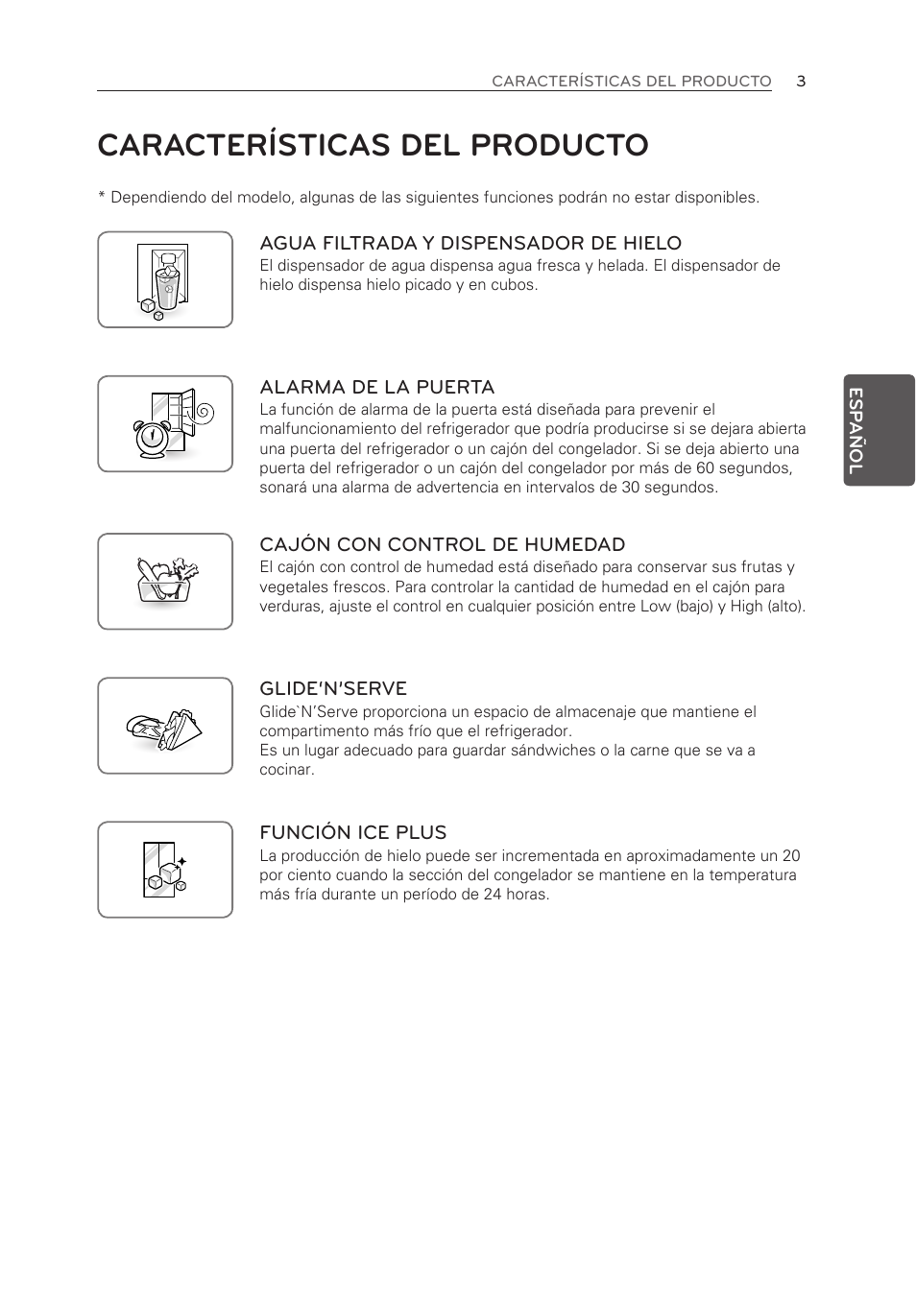 Características del producto | LG LFX25973ST User Manual | Page 115 / 172