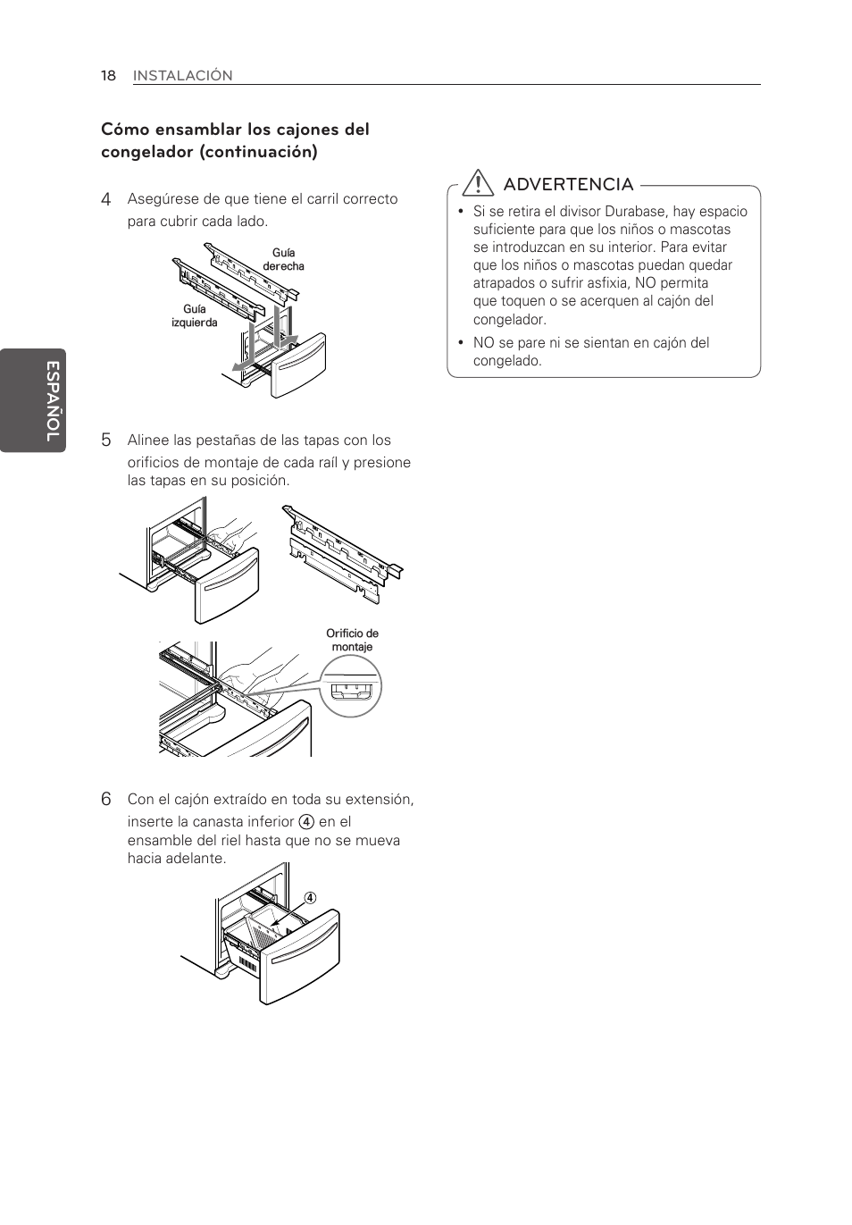 Advertencia | LG LFX25973ST User Manual | Page 130 / 172