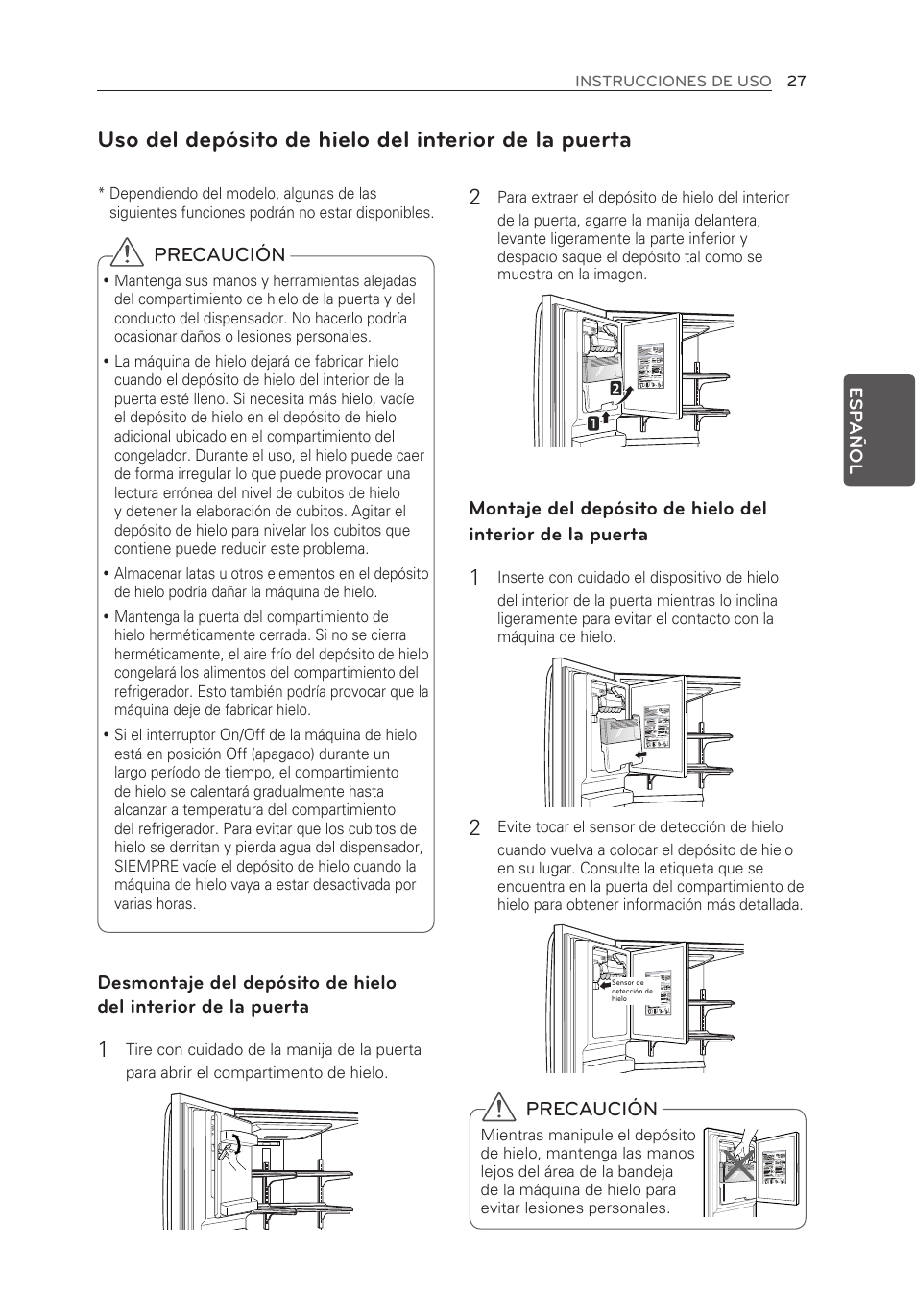 Precaución | LG LFX25973ST User Manual | Page 139 / 172