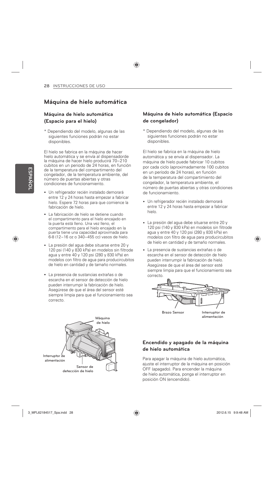 Máquina de hielo automática | LG LFX25973ST User Manual | Page 140 / 172