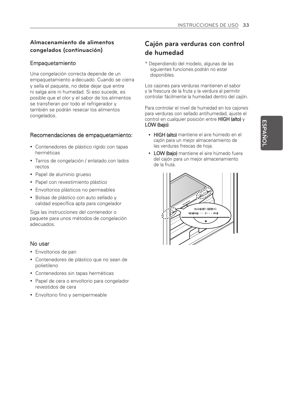 Cajón para verduras con control de humedad | LG LFX25973ST User Manual | Page 145 / 172