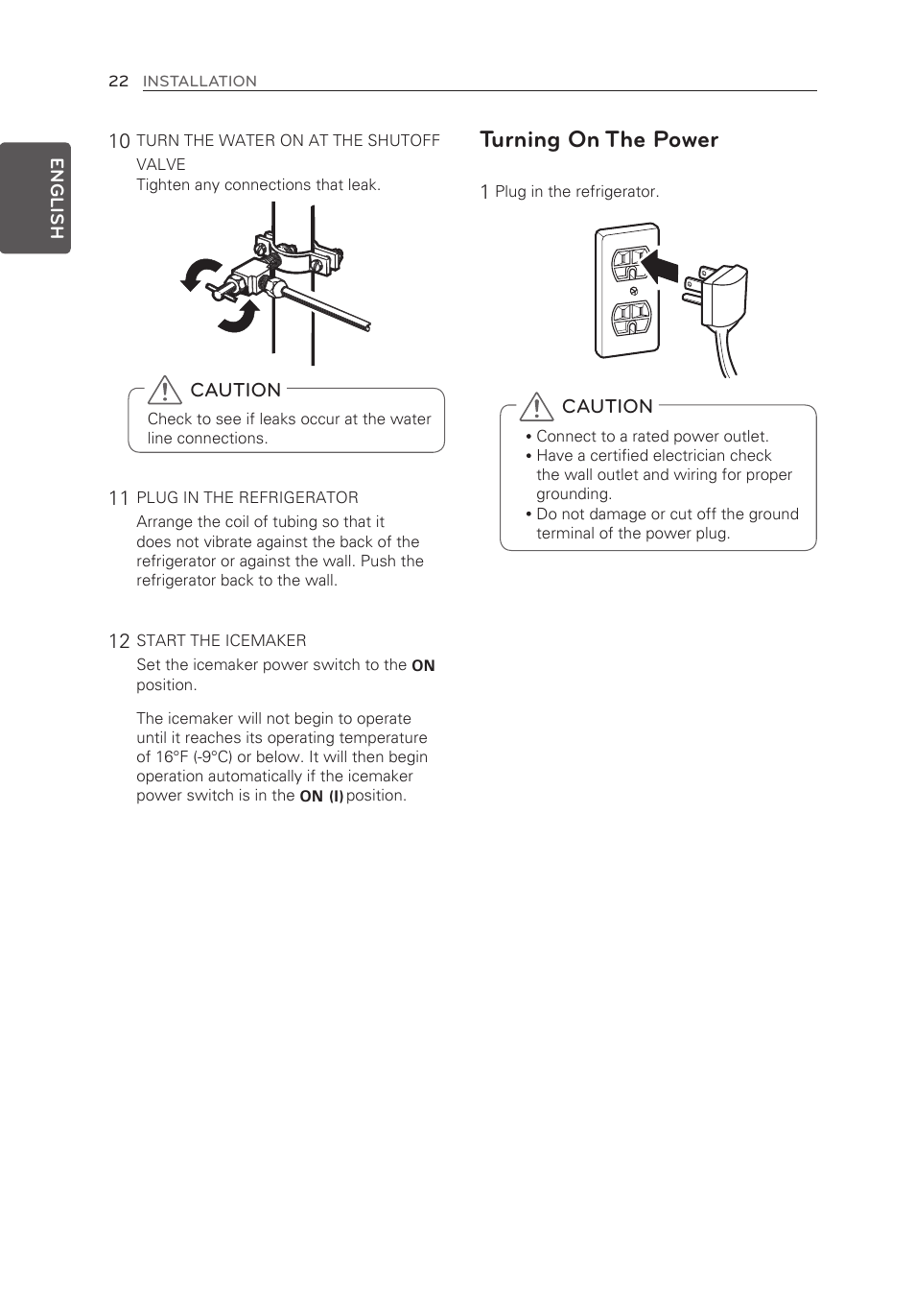 Turning on the power | LG LFX25973ST User Manual | Page 22 / 172