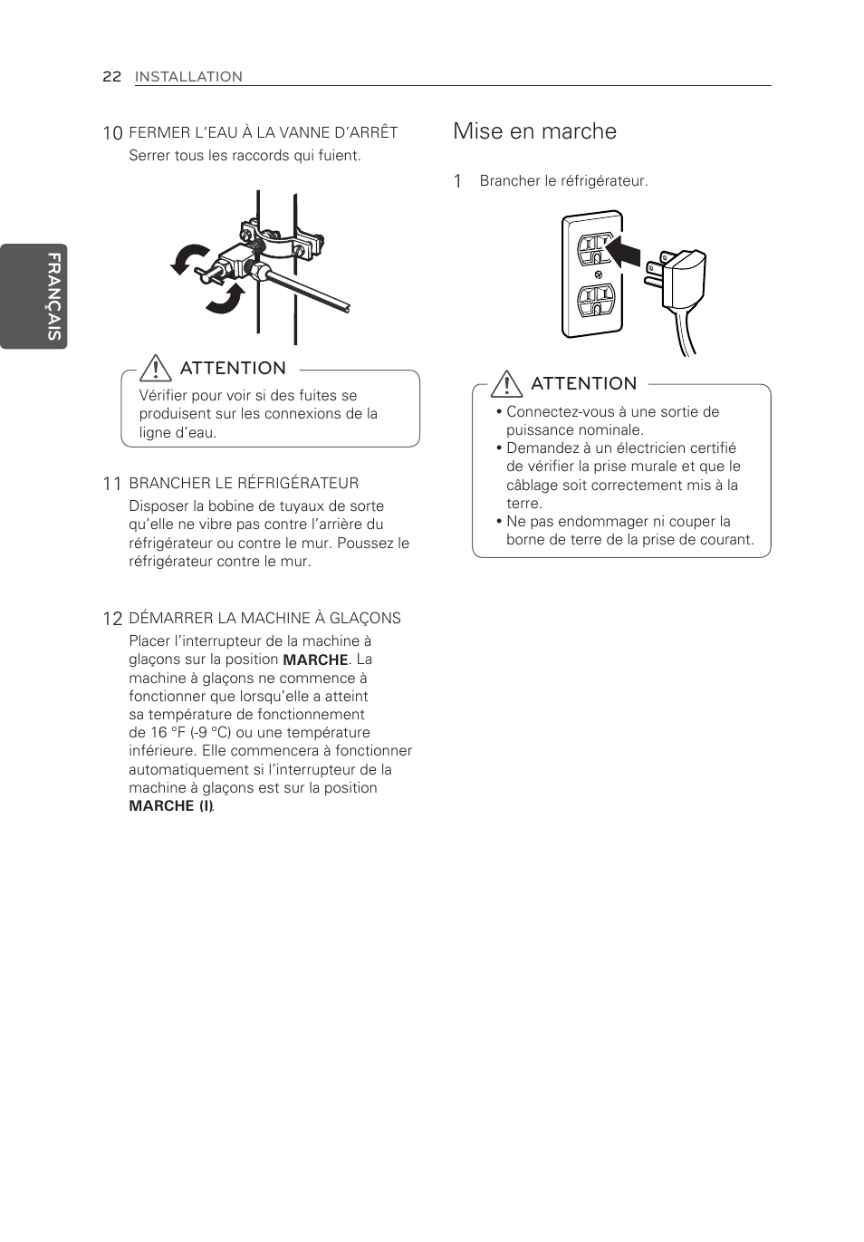 Mise en marche | LG LFX25973ST User Manual | Page 78 / 172