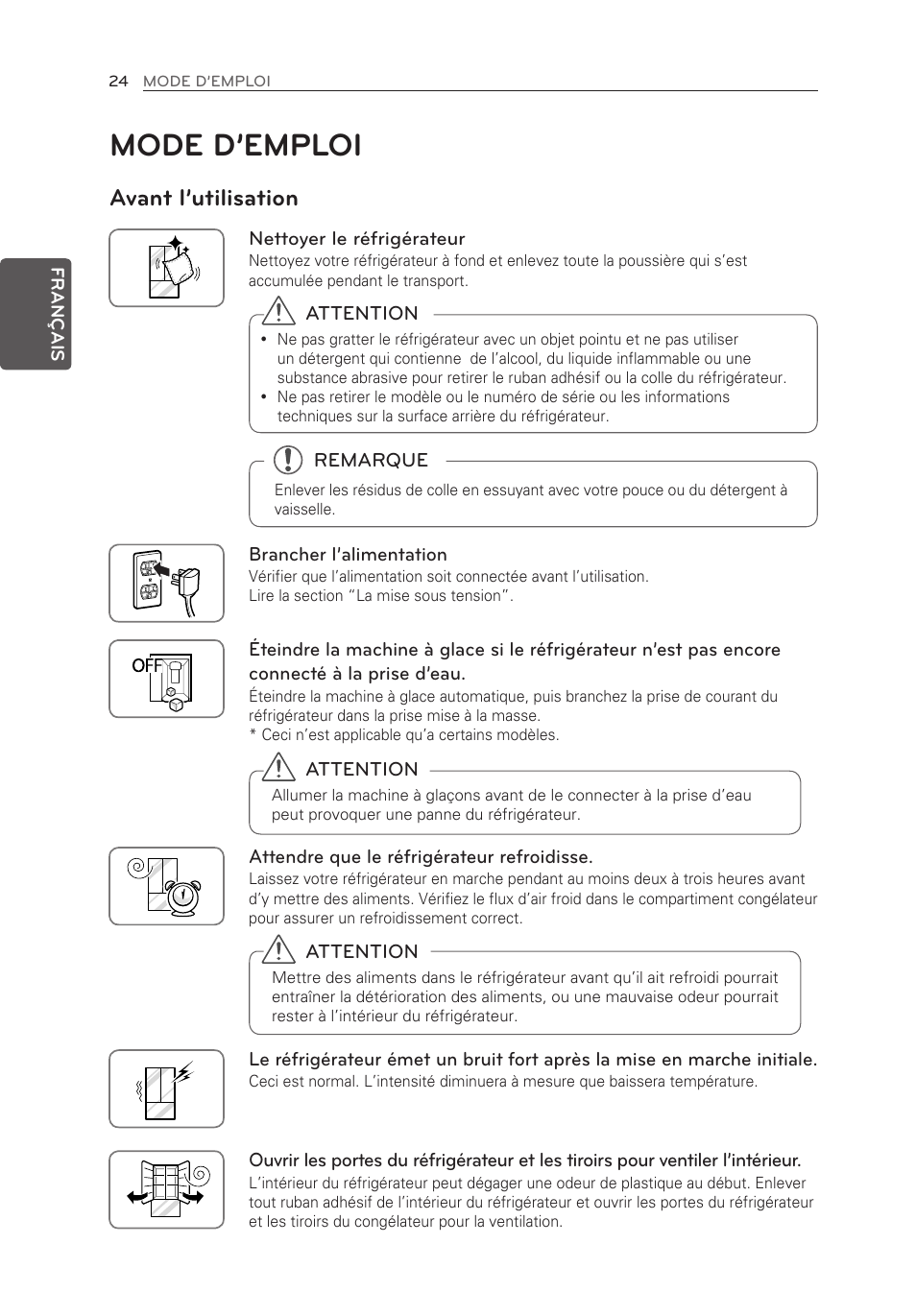 Mode d’emploi, Avant l’utilisation | LG LFX25973ST User Manual | Page 80 / 172