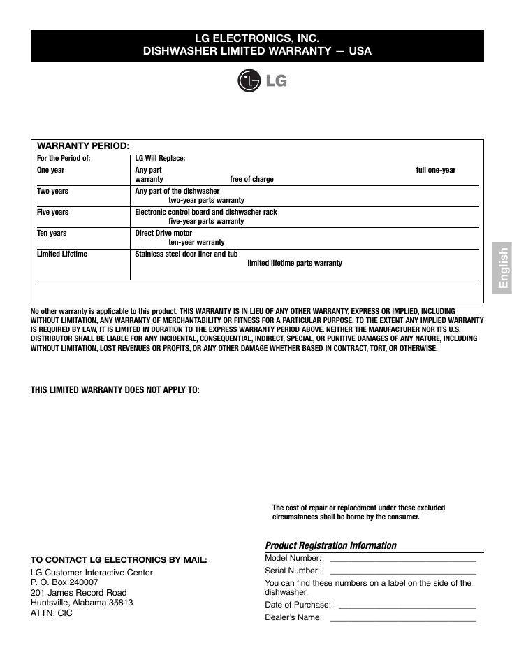 English | LG LDF7932WW User Manual | Page 23 / 72