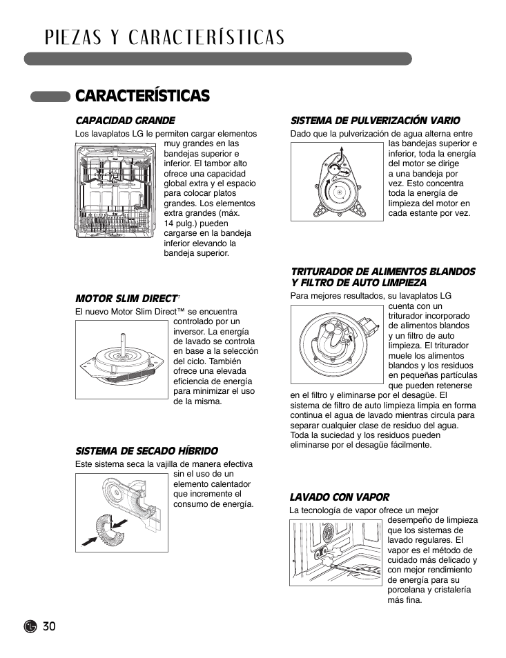 Características | LG LDF7932WW User Manual | Page 30 / 72