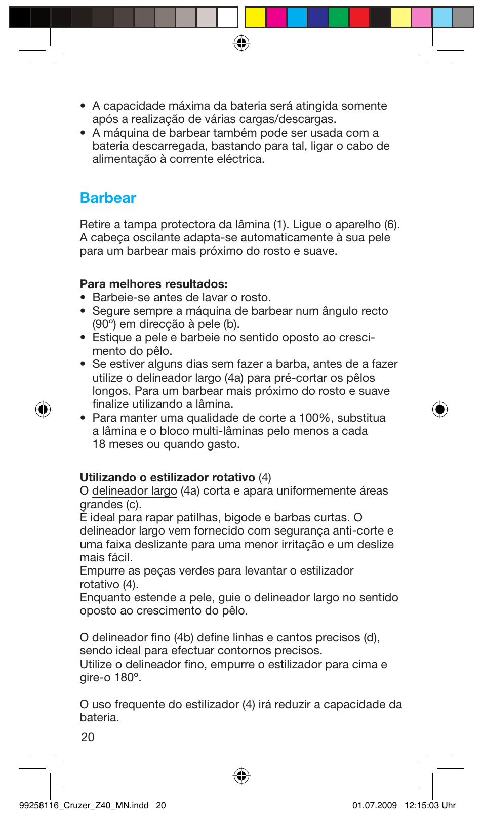 Barbear | Braun Z40 CruZer2 User Manual | Page 19 / 56