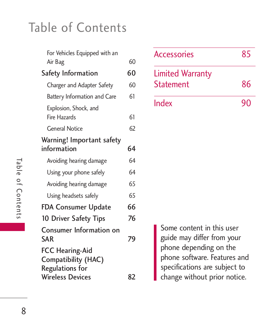 LG LGUX145 User Manual | Page 10 / 94