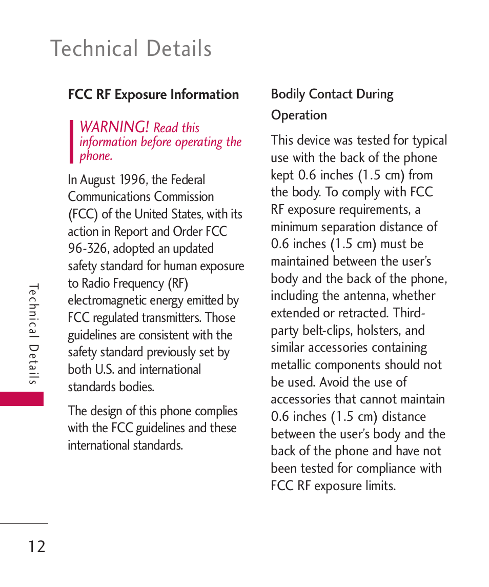 Technical details | LG LGUX145 User Manual | Page 14 / 94