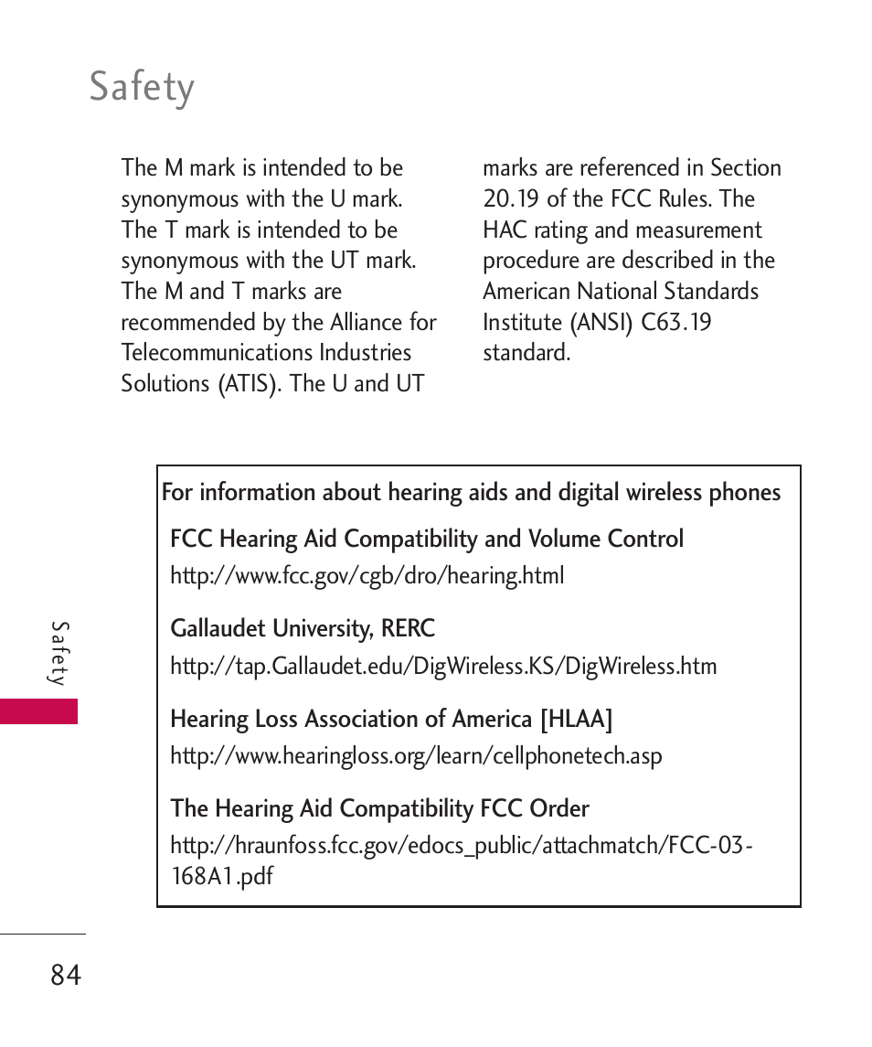 Safety | LG LGUX145 User Manual | Page 86 / 94