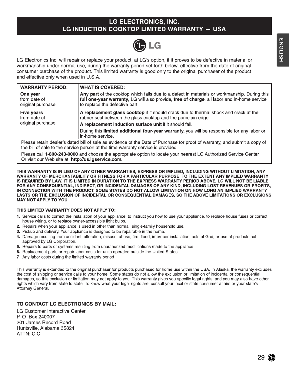 LG LCE30845 User Manual | Page 29 / 92