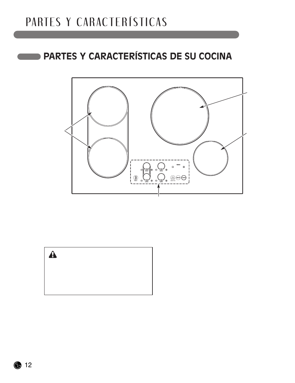 Partes y características de su cocina, Precaución | LG LCE30845 User Manual | Page 42 / 92