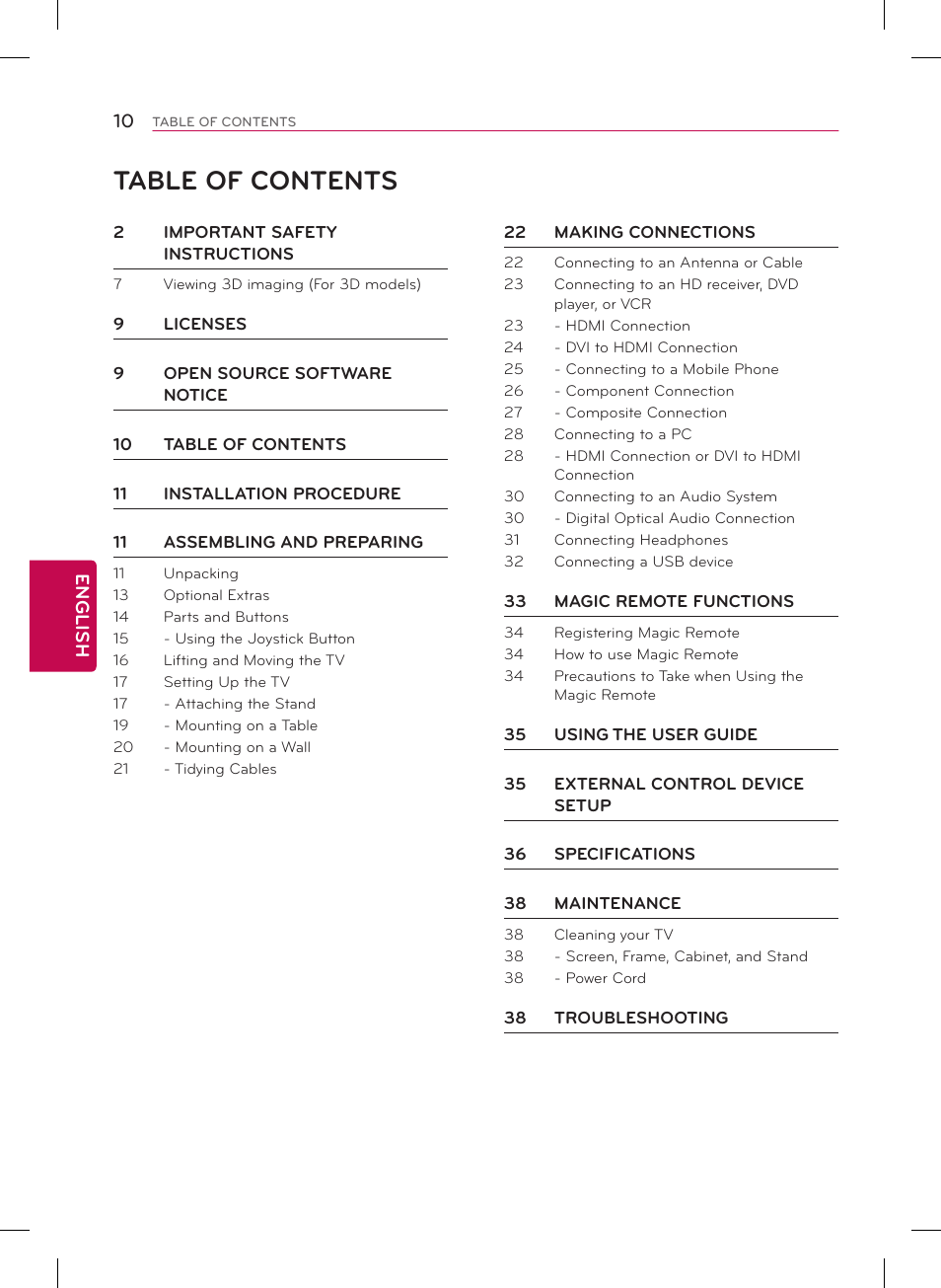 LG 65UB9300 User Manual | Page 10 / 40