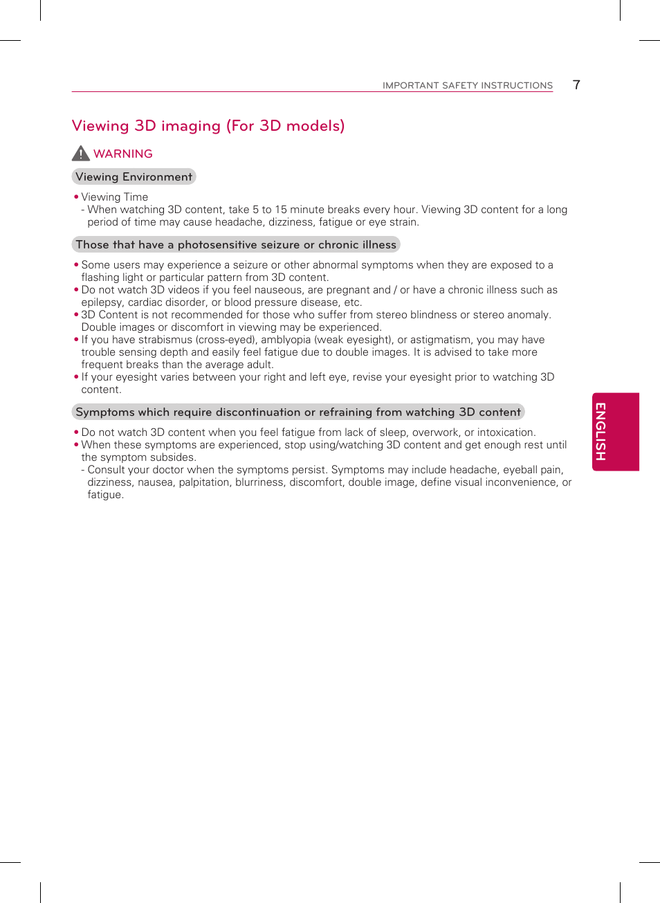 Viewing 3d imaging (for 3d models), 7english | LG 65UB9300 User Manual | Page 7 / 40