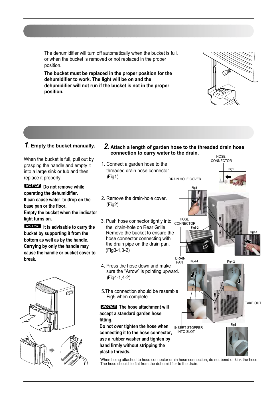 Automatic shut off disposing of collected water, 12 dehumidifier operating instructions | LG LD651EBL User Manual | Page 12 / 32