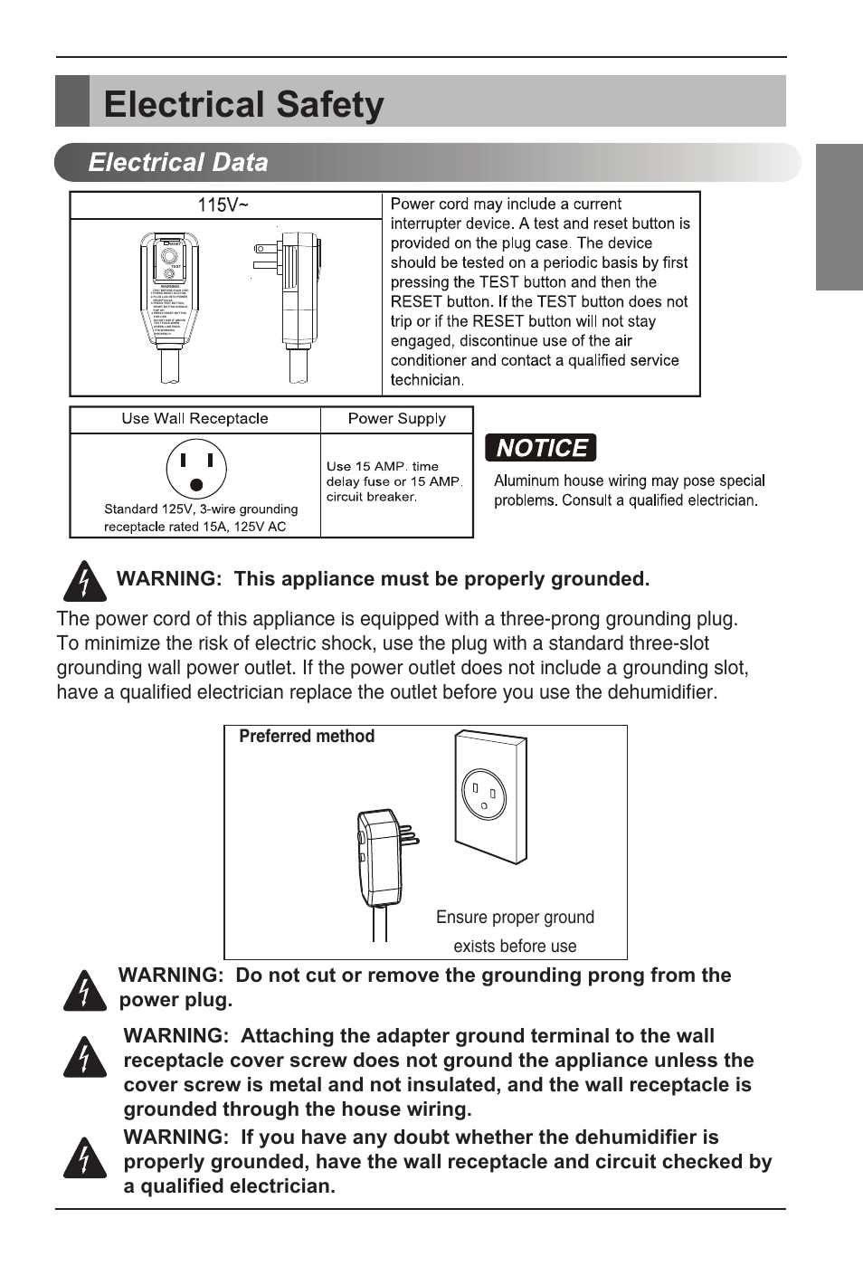 Electrical safety, English, Owner’s manual 9 electrical safety | LG LD651EBL User Manual | Page 9 / 32