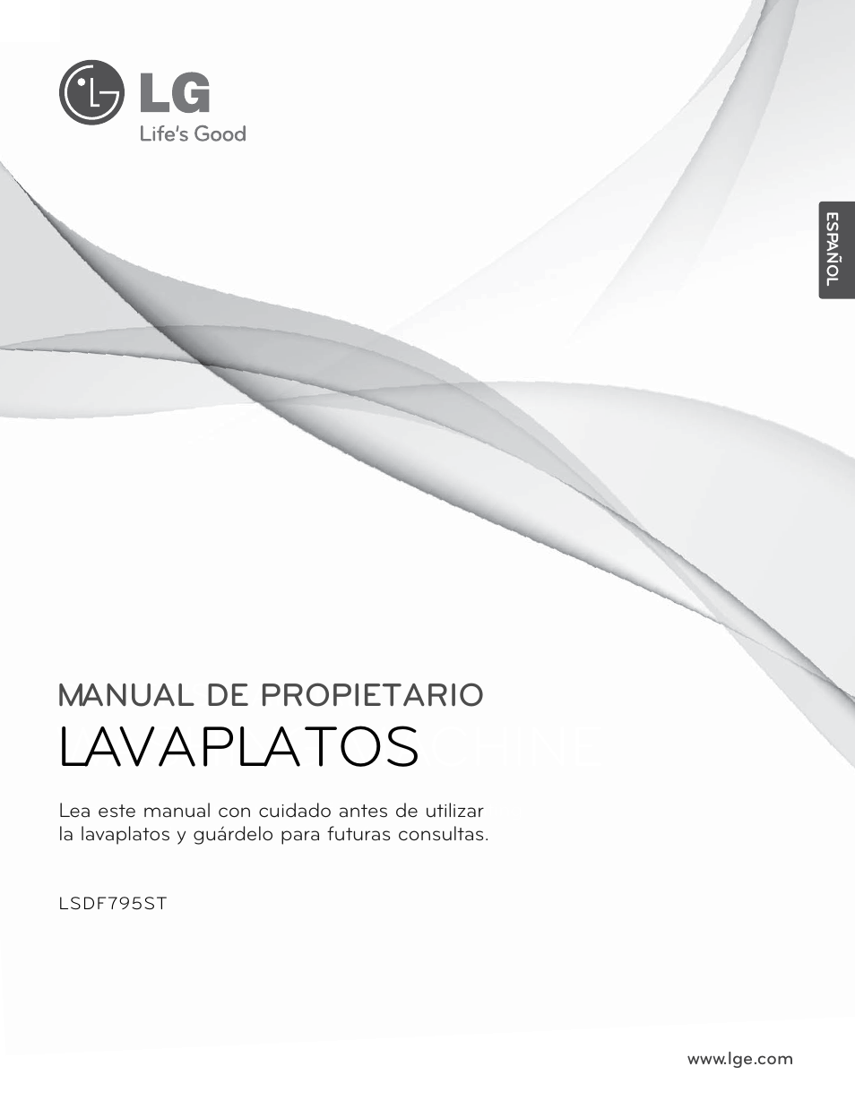 Washing machine, Lavaplatos, Owner’s manual | Manual de propietario | LG LSDF795ST User Manual | Page 25 / 72