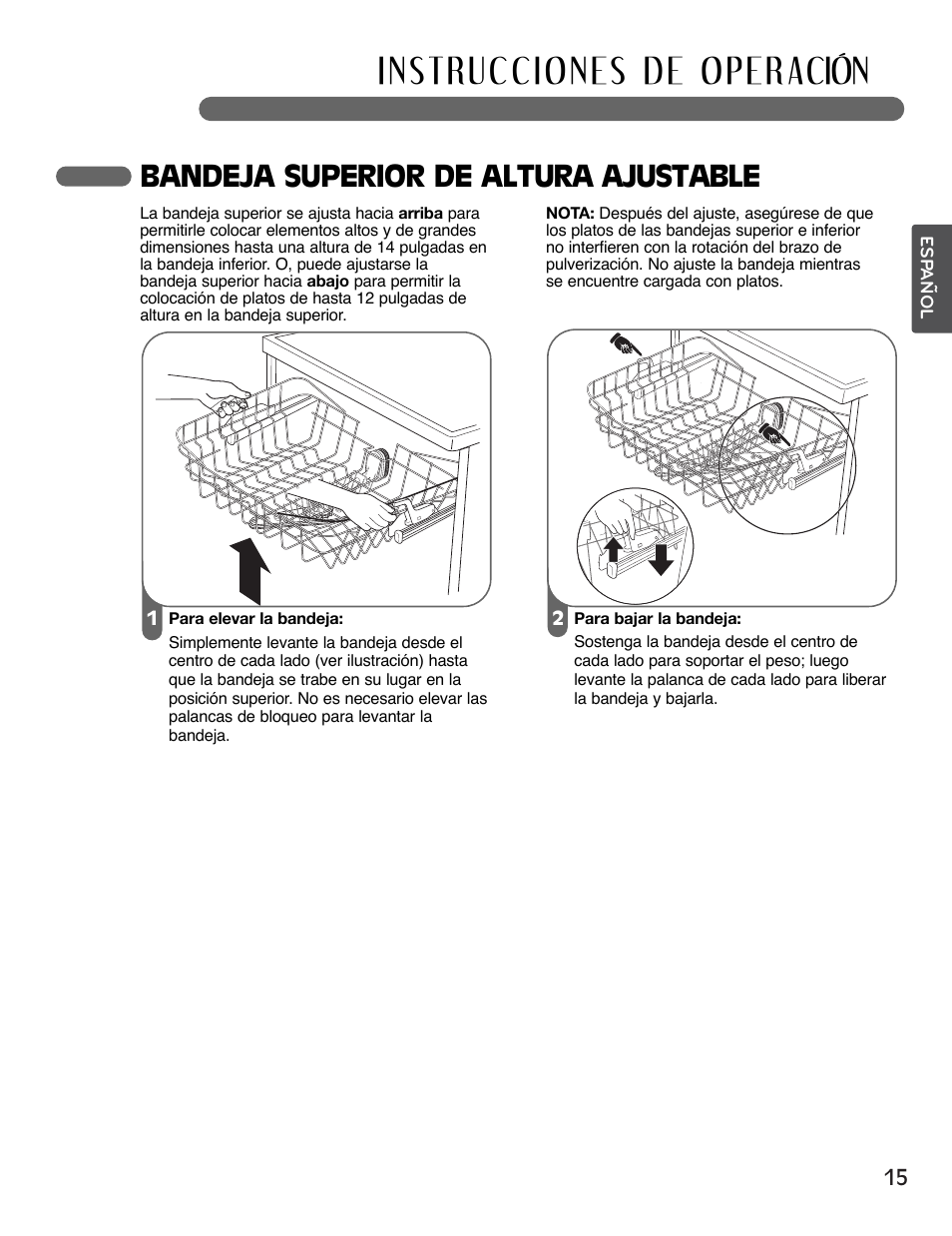 Bandeja superior de altura ajustable | LG LSDF795ST User Manual | Page 39 / 72