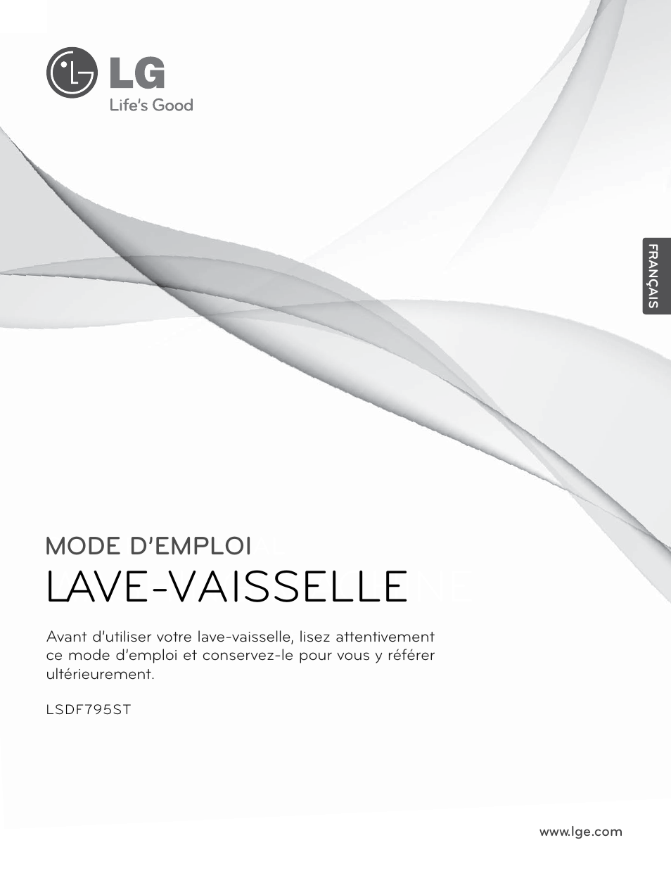 Washing machine, Lave-vaisselle, Owner’s manual | Mode d’emploi | LG LSDF795ST User Manual | Page 49 / 72