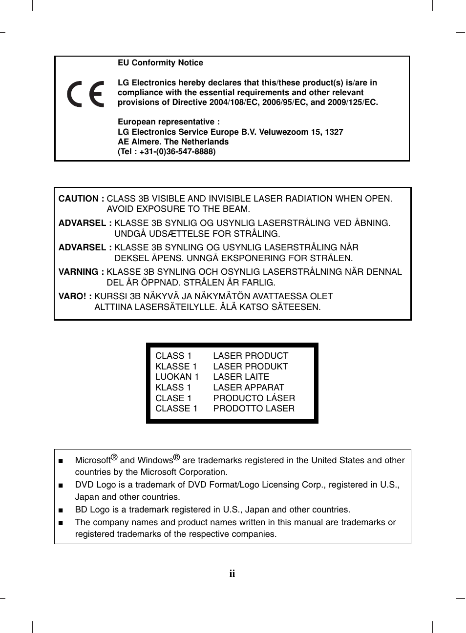 LG BE12LU38 User Manual | Page 3 / 15