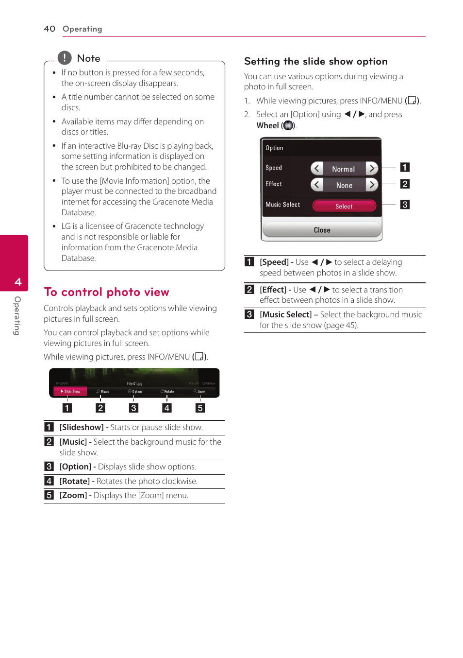 To control photo view, 40 – to control photo view | LG BP730 User Manual | Page 40 / 73