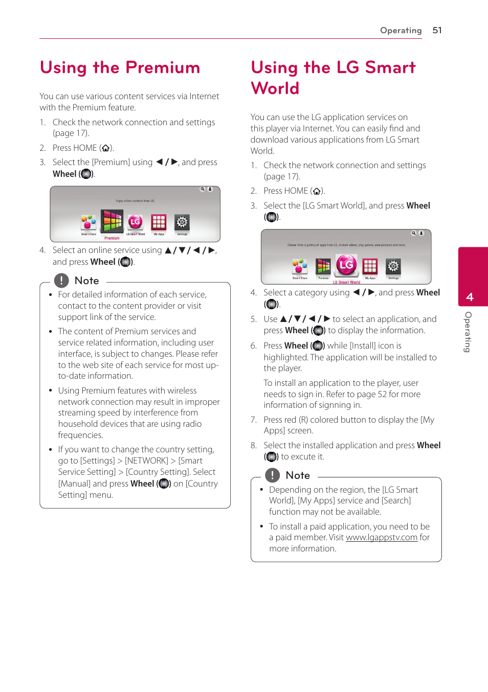 Using the premium, Using the lg smart world | LG BP730 User Manual | Page 51 / 73