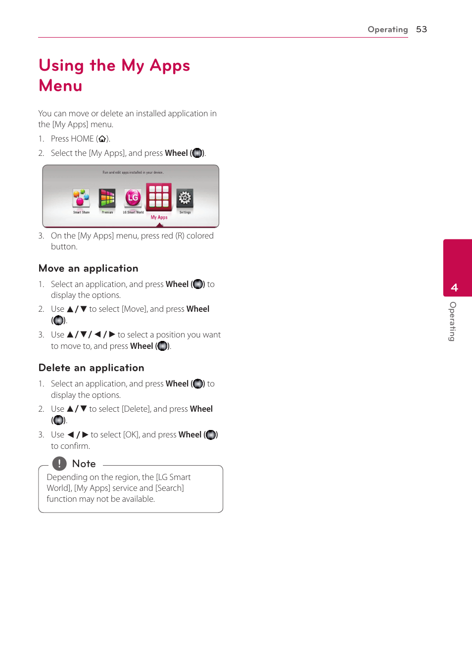 Using the my apps menu, 53 using the my apps menu | LG BP730 User Manual | Page 53 / 73