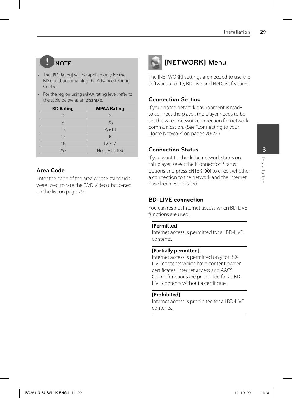 Network] menu | LG BD550 User Manual | Page 29 / 92