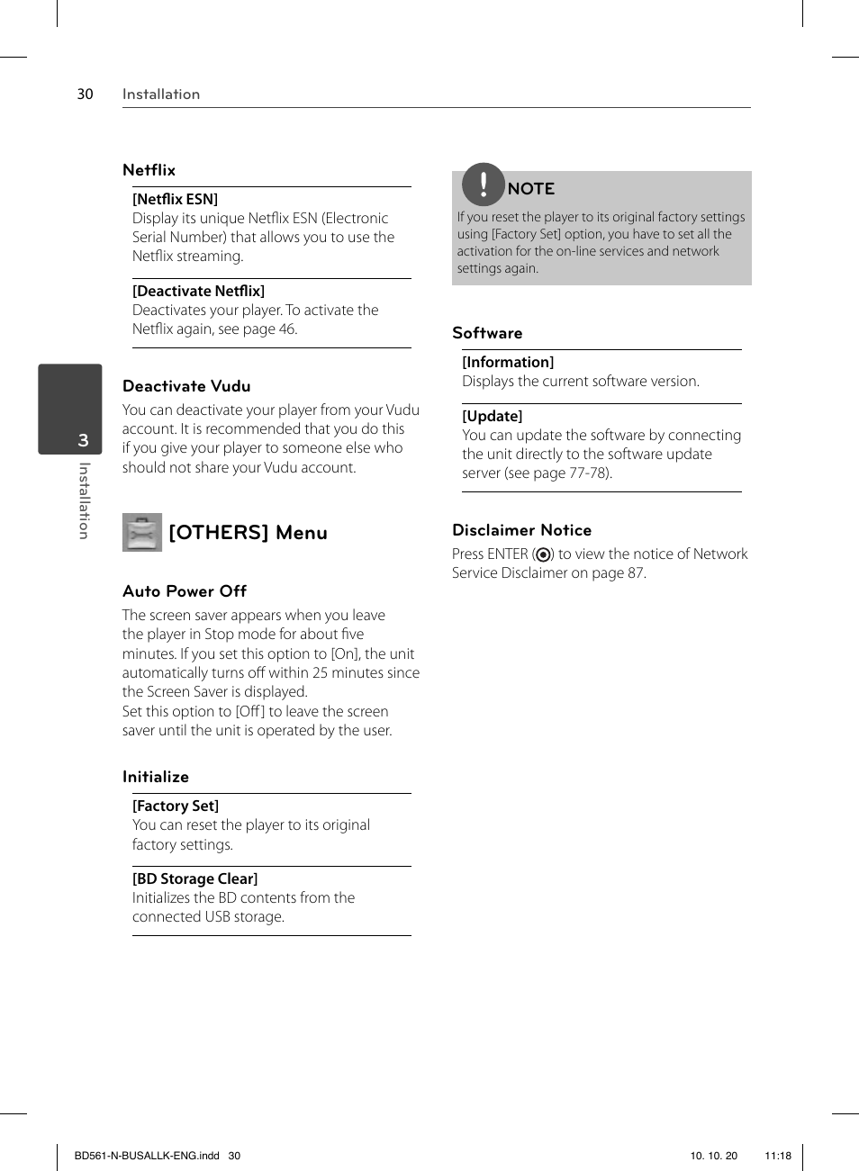 Others] menu | LG BD550 User Manual | Page 30 / 92