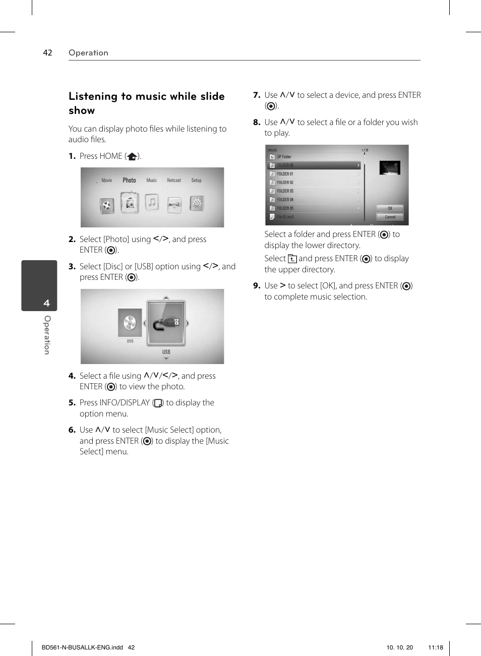 Listening to music while slide show | LG BD550 User Manual | Page 42 / 92