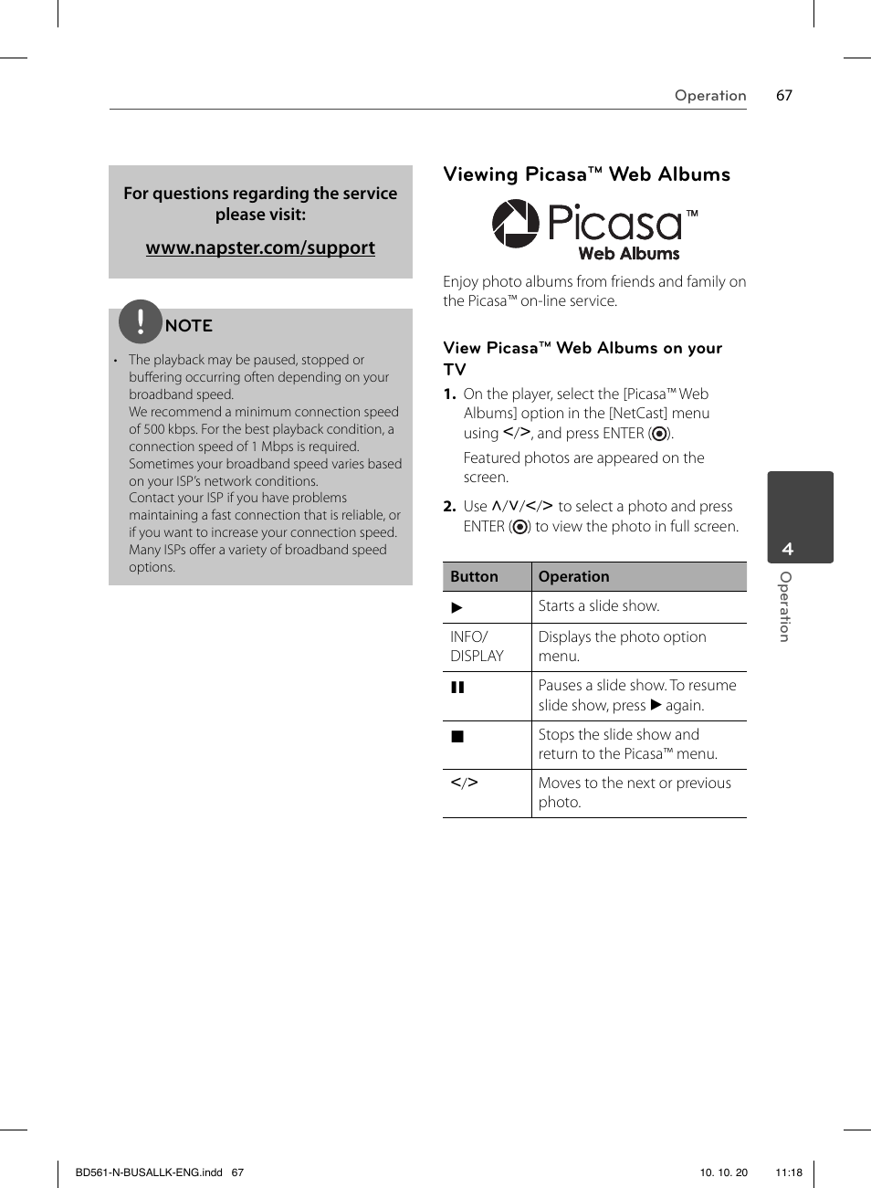 Viewing picasa™ web albums | LG BD550 User Manual | Page 67 / 92