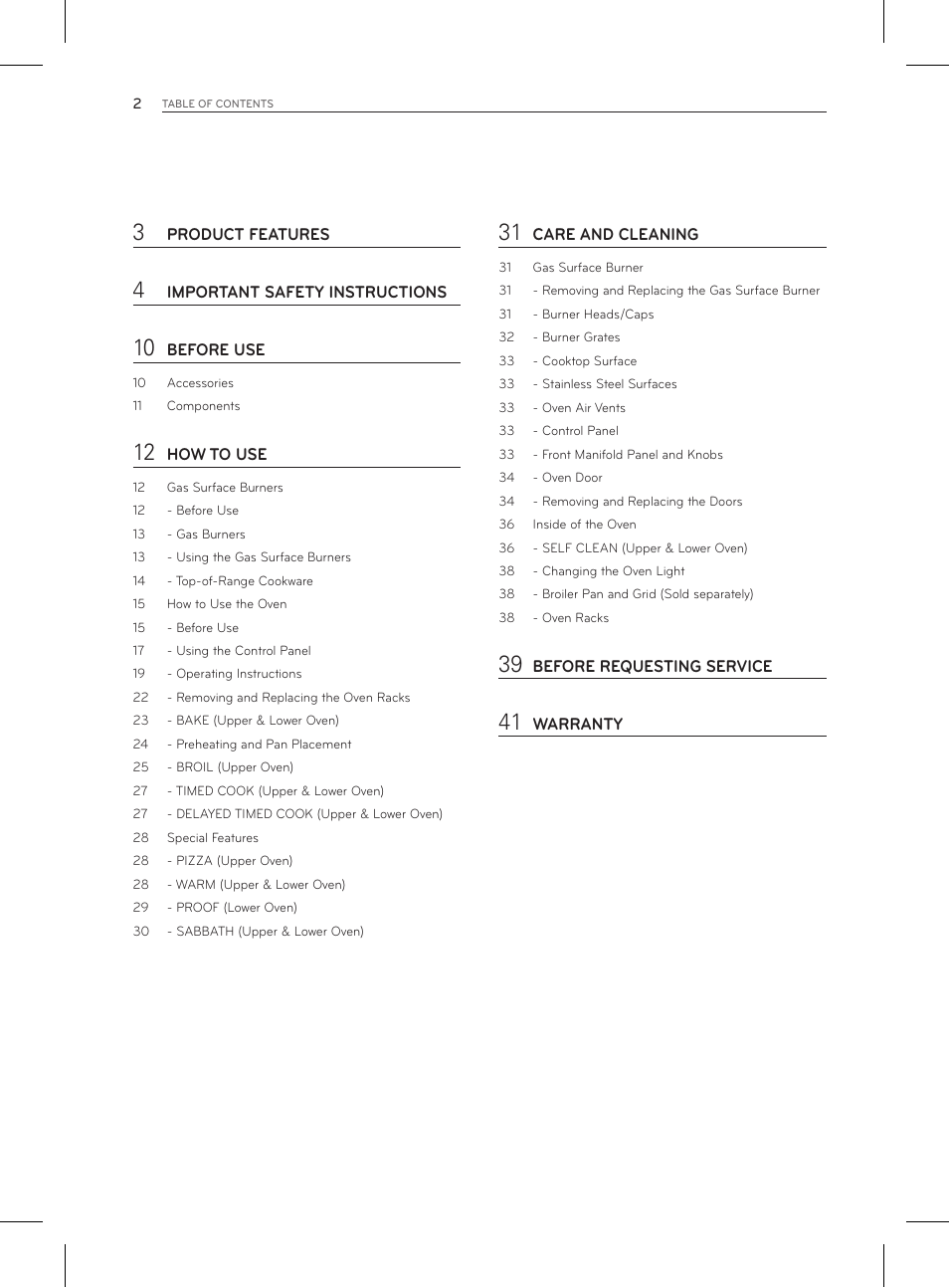LG LDG3011ST User Manual | Page 2 / 43