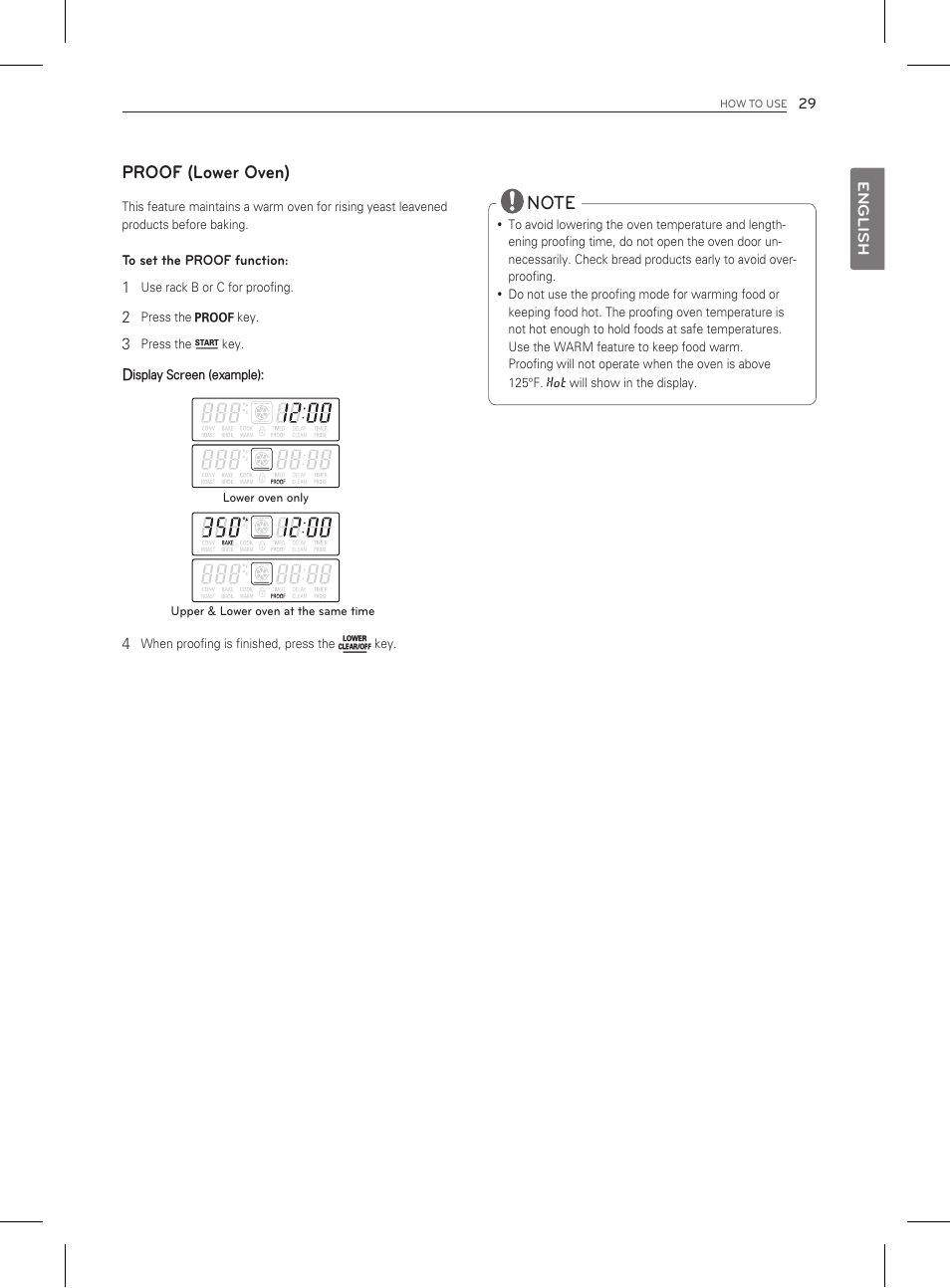 Proof (lower oven) | LG LDG3011ST User Manual | Page 29 / 43