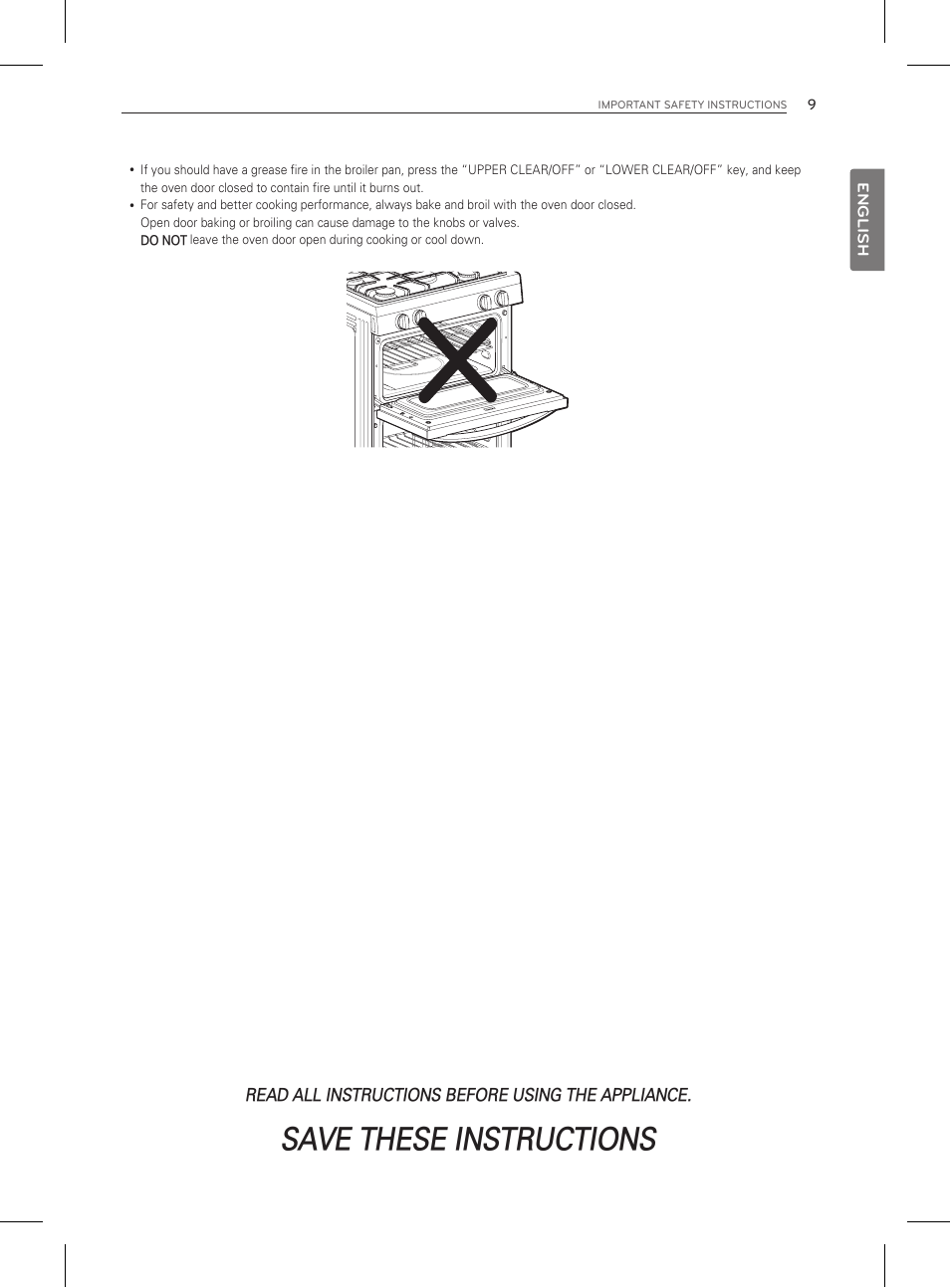 Save these instructions | LG LDG3011ST User Manual | Page 9 / 43