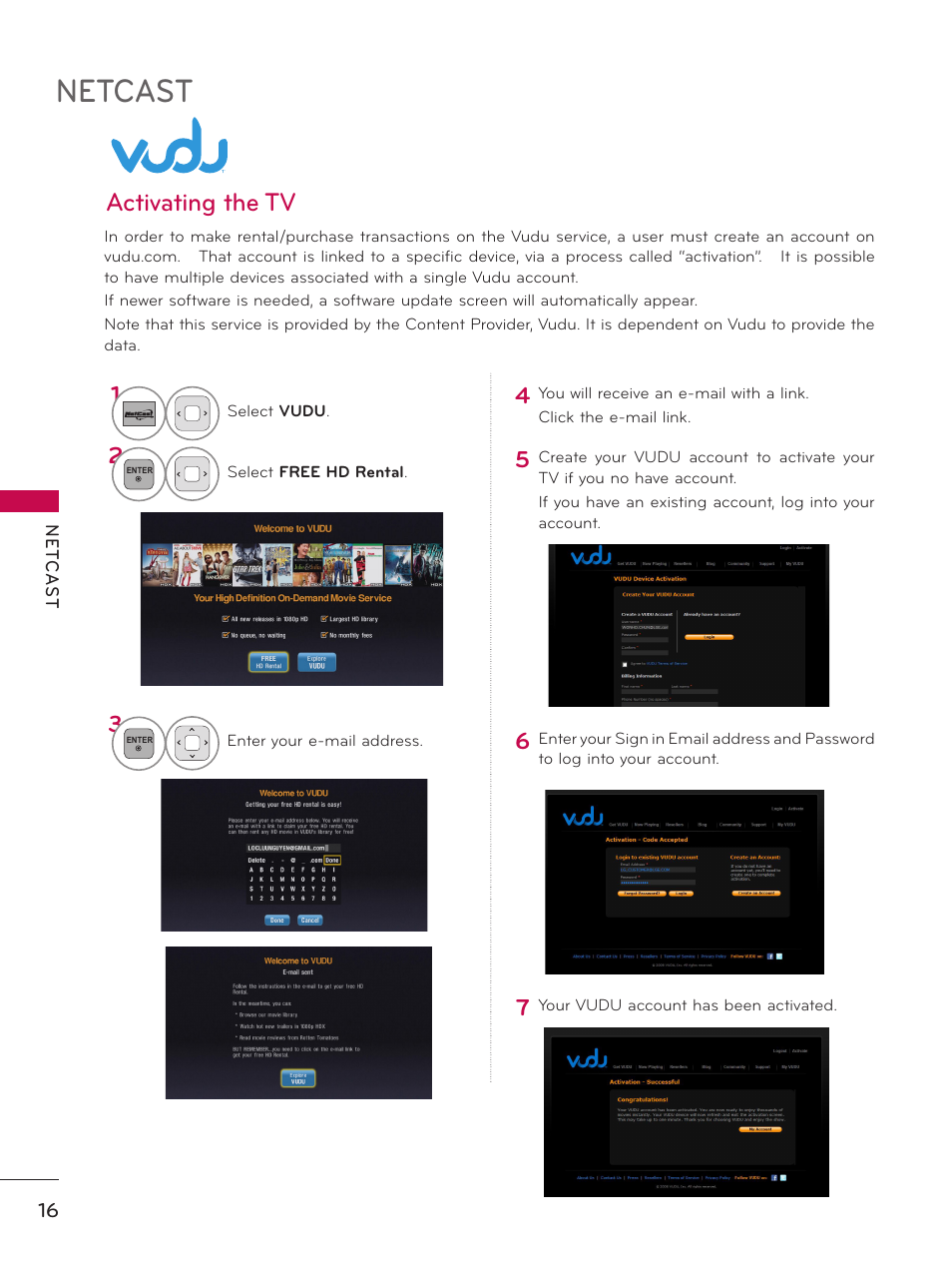 Netcast, Activating the tv | LG 60PK750 User Manual | Page 220 / 221